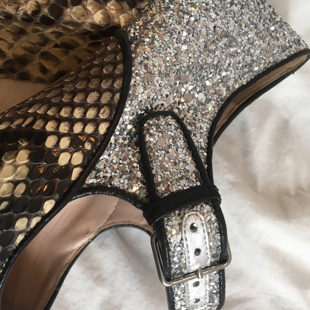 Miu Miu Mary Jane Pumps - Glitter and Snake Skin - Picture 8 of 8